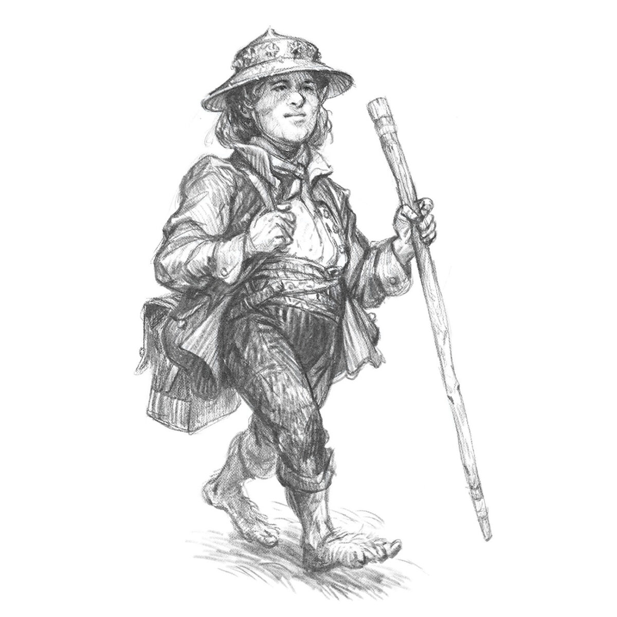 Drawing of a hobbit wanderer